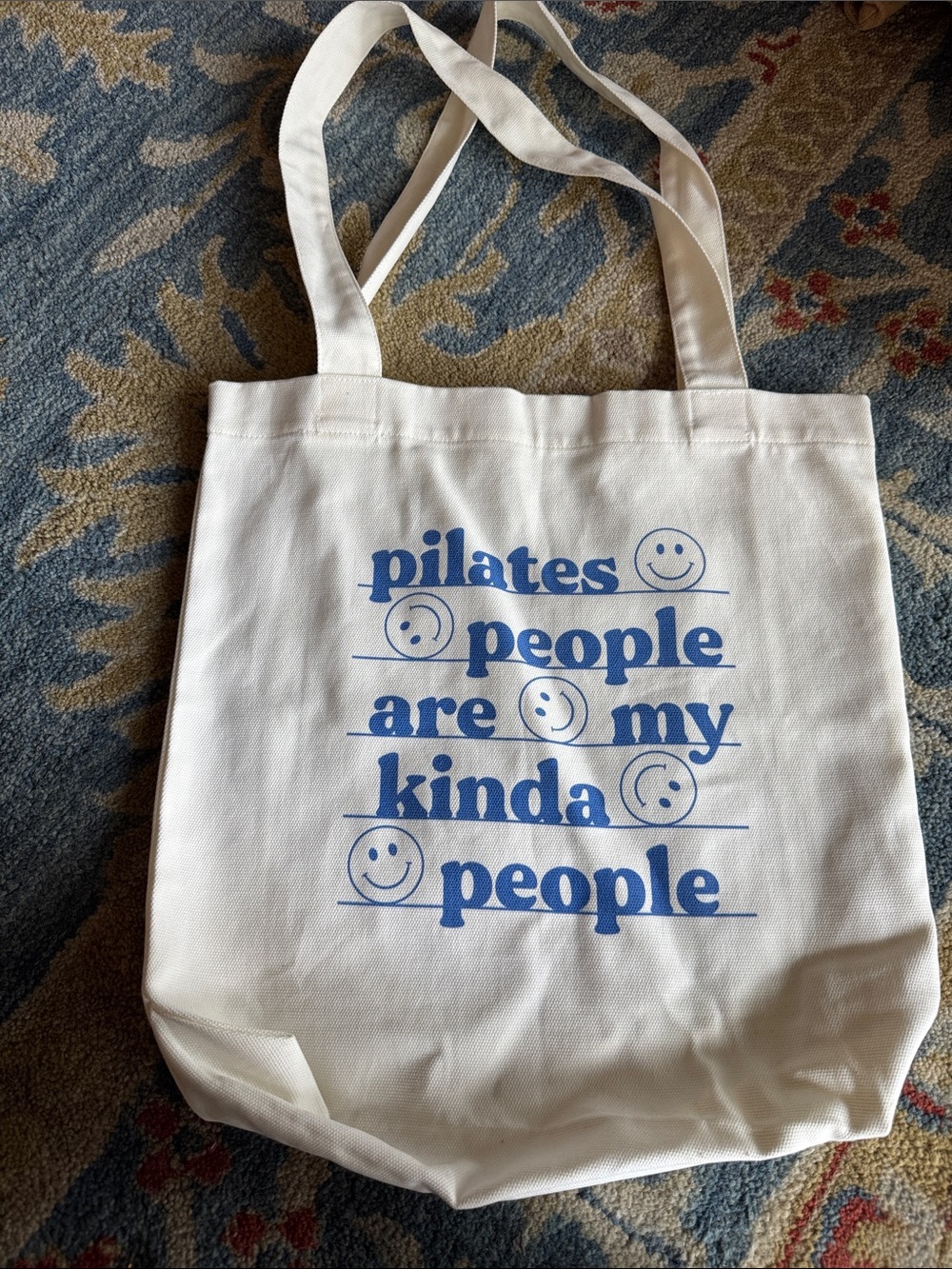 Pilates People Are My Kinda People Canvas Tote - White & Blue
